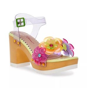 Floral transparent platform sandals